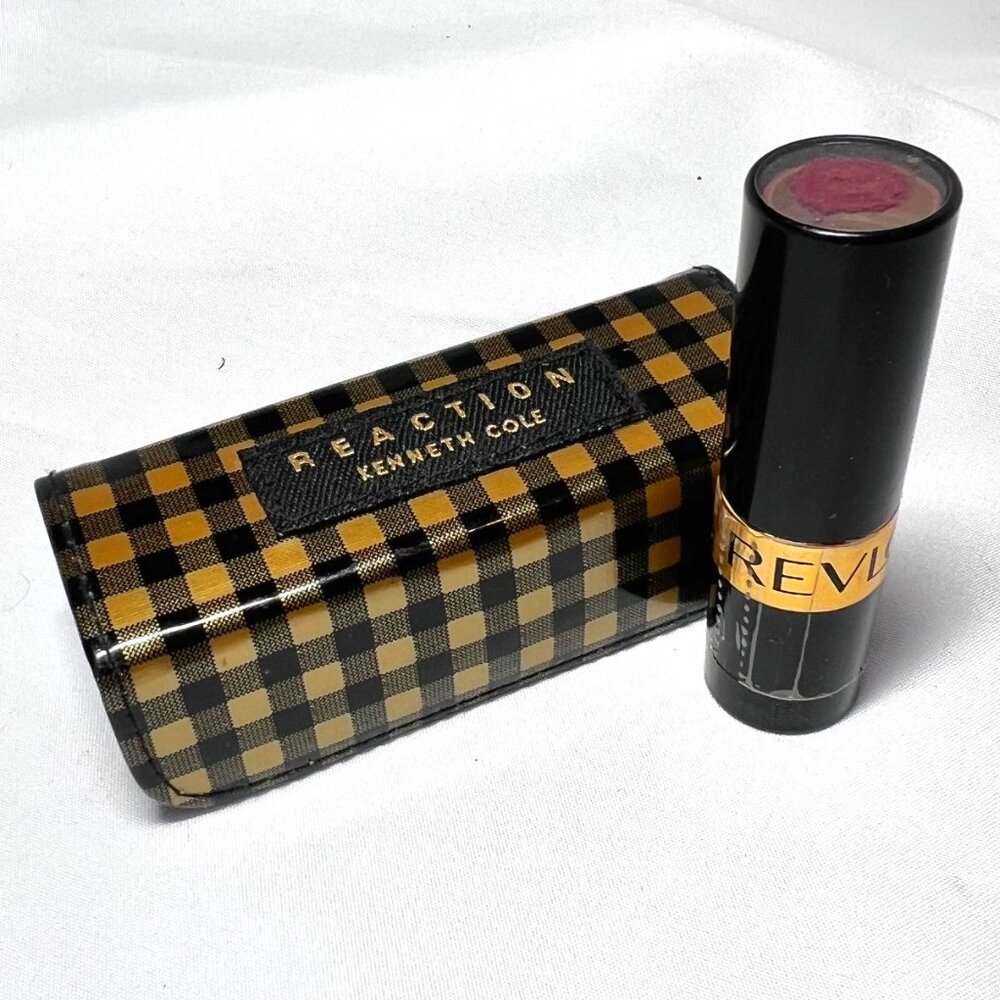 Reaction Kenneth Cole Lipstick Case/Holder-Mirror Inside-Black & Gold-Travel